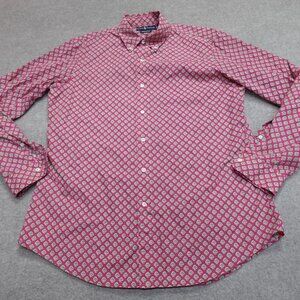 Vintage Polo Ralph Lauren Shirt Large Pink Fuschia Custom Fit Southwestern Aztec
